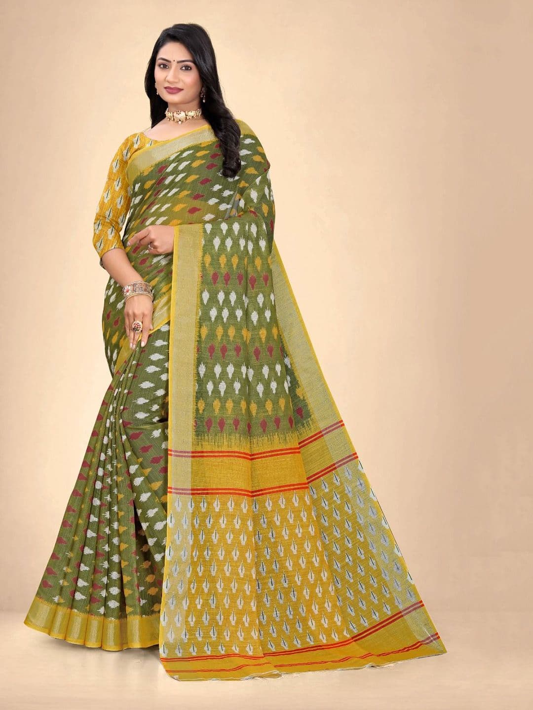 Abhilasha Zari Pure Cotton Maheshwari Saree - view 1