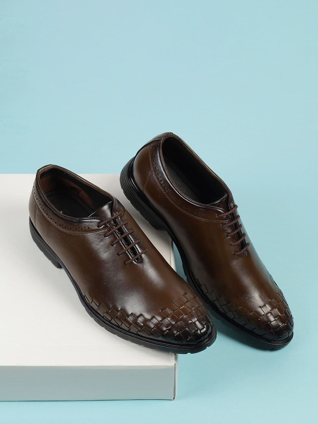 Mochi Men Textured Leather Formal Brogues - view 1