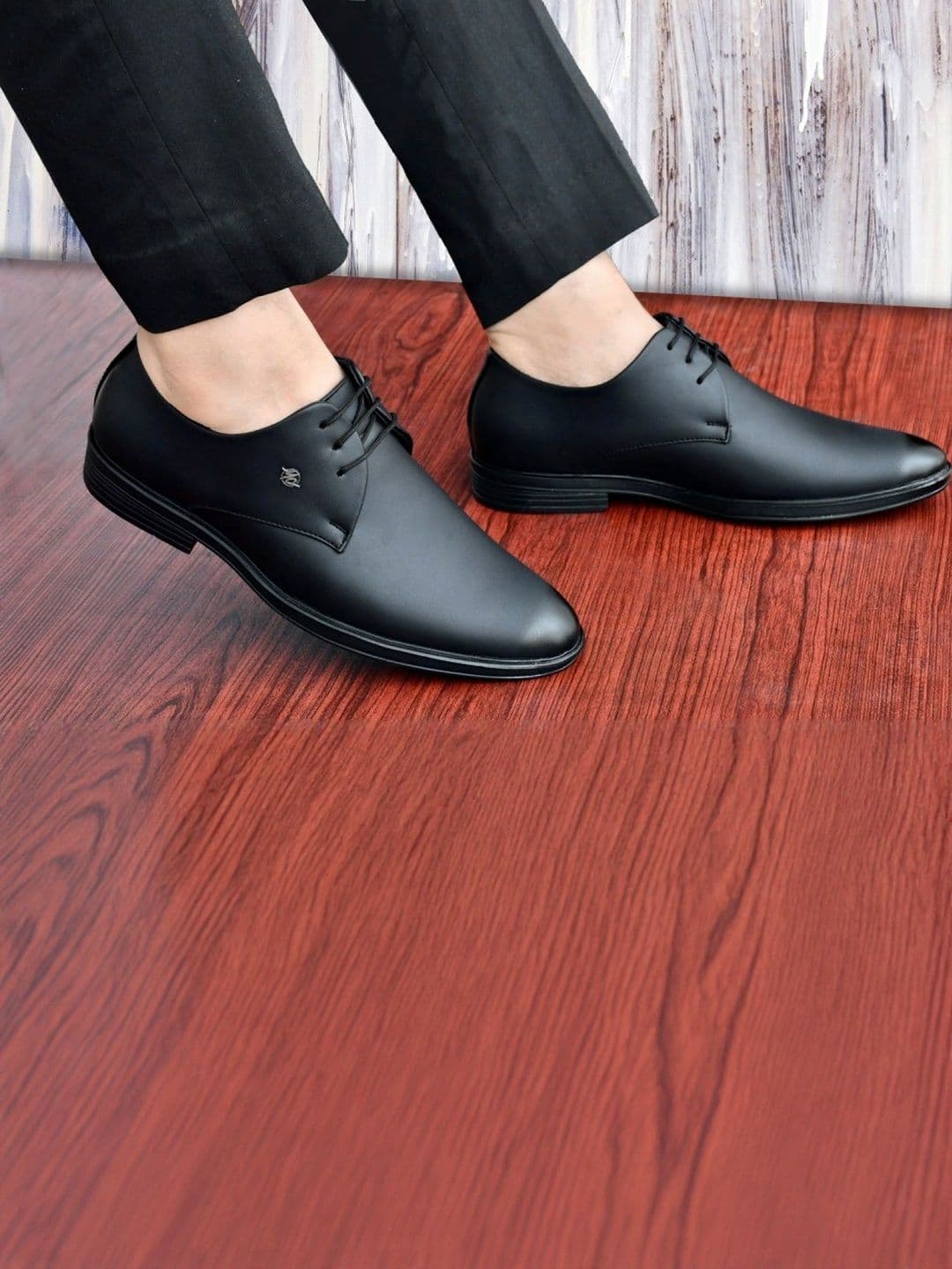 MOOCOOZIN Men Black Solid Synthetic Lace Up Pointed Toe Slip-Resistance Formal Shoes - view 1