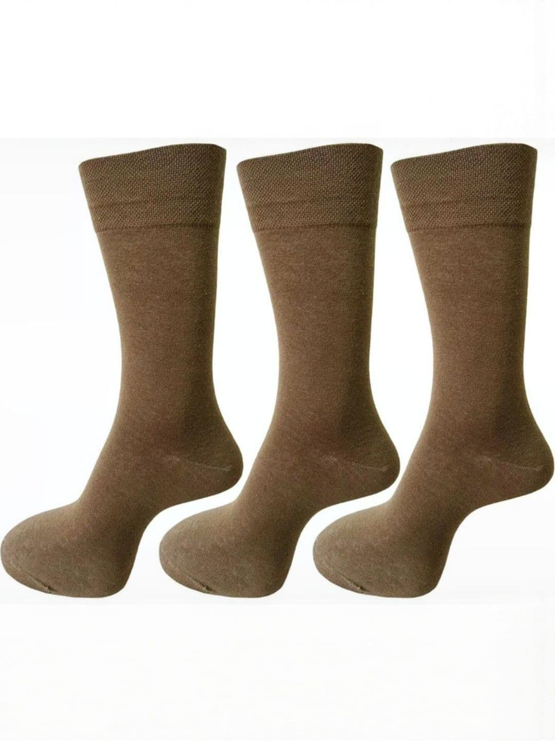 Akeeta Unisex Kids Pack Of 3 Khaki Solid Full Length Cotton Formal Socks - view 1