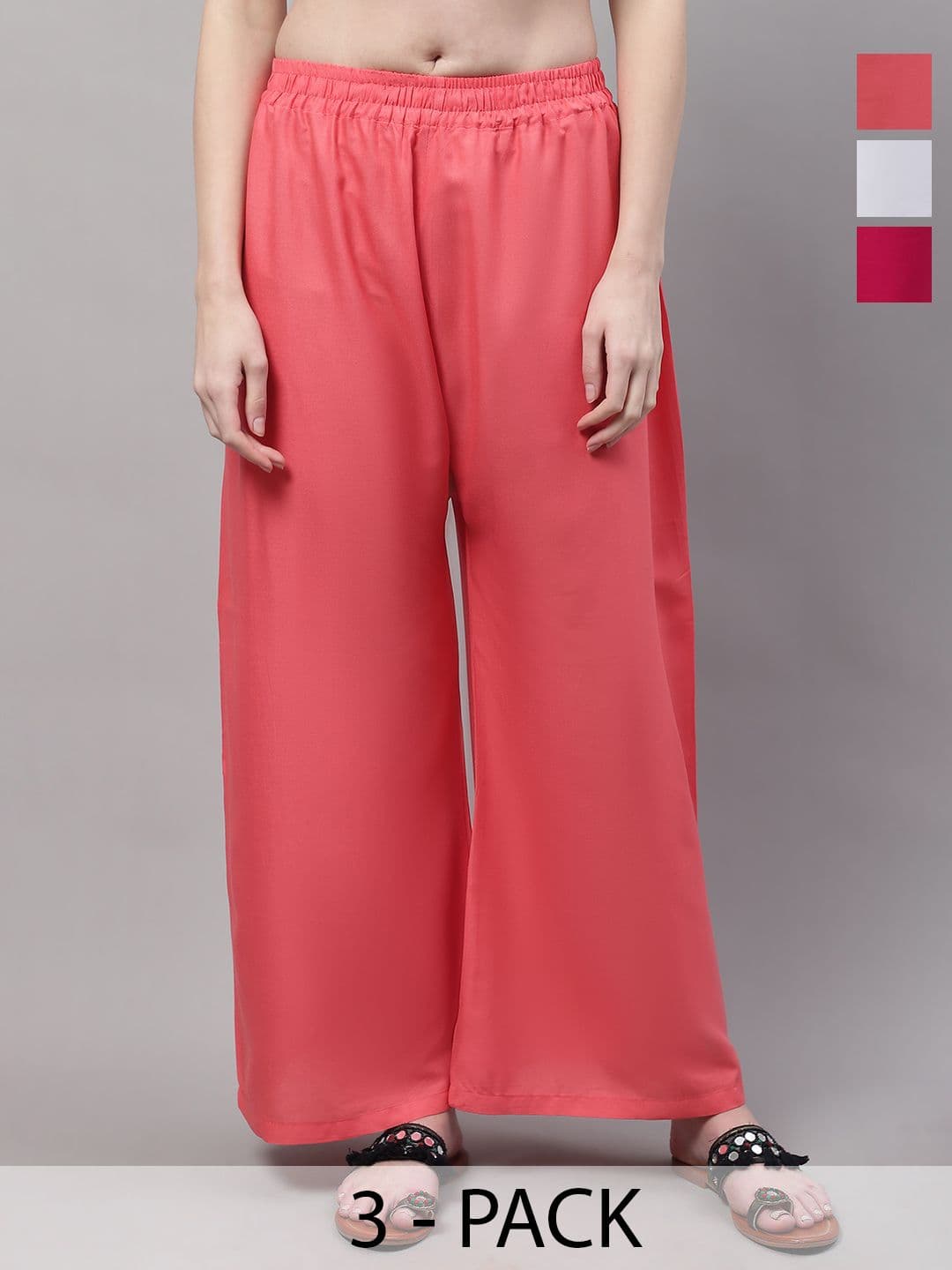 Valles365 by S.C. Women Pack of 3 Flared Palazzos - view 1