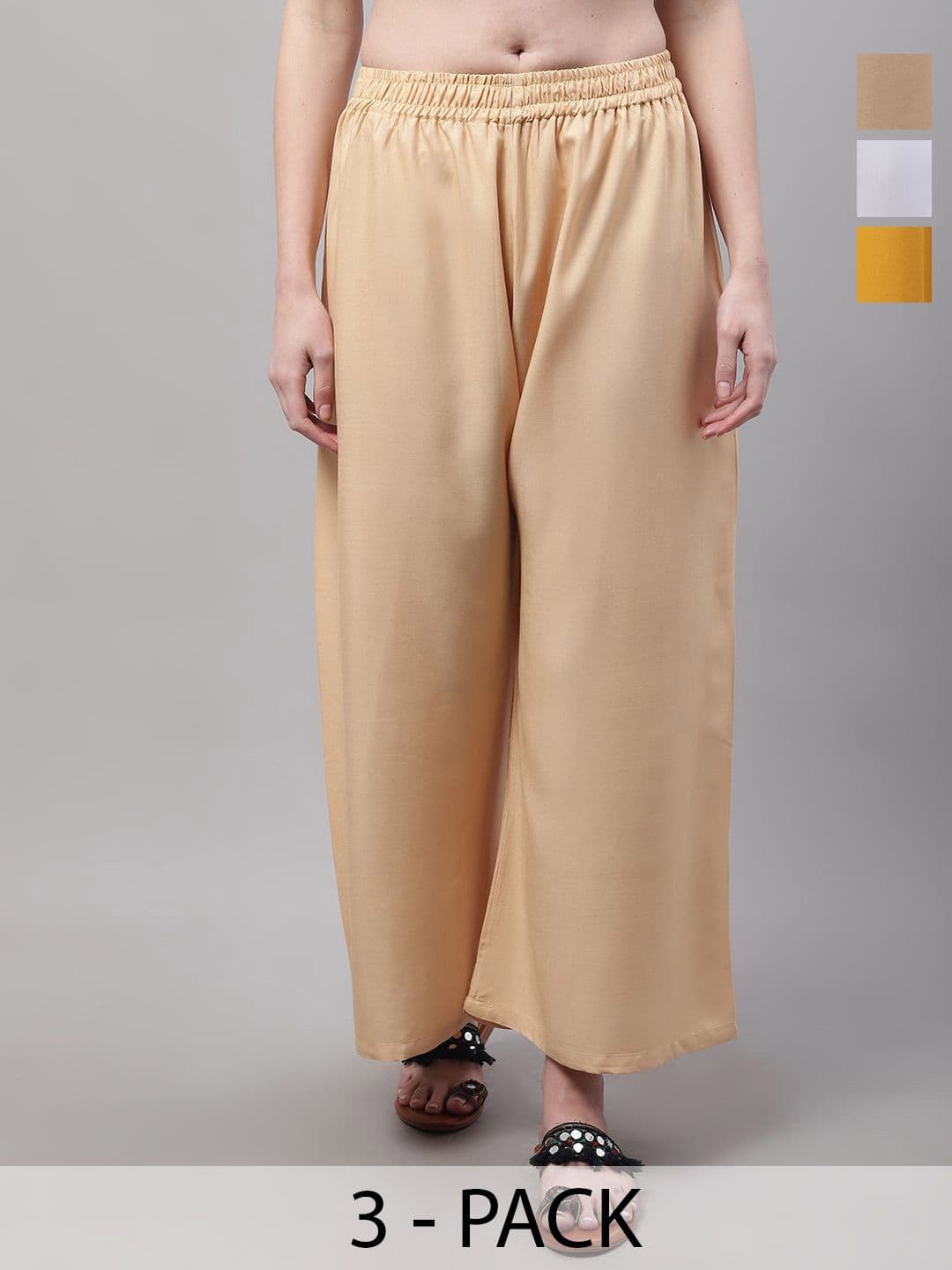 Valles365 by S.C. Women Pack of 3 Flared Palazzos - view 1