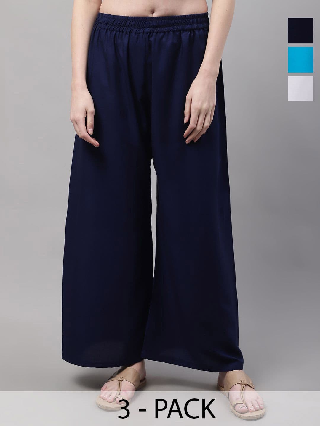 Valles365 by S.C. Women Pack of 3 Flared Palazzos - view 1
