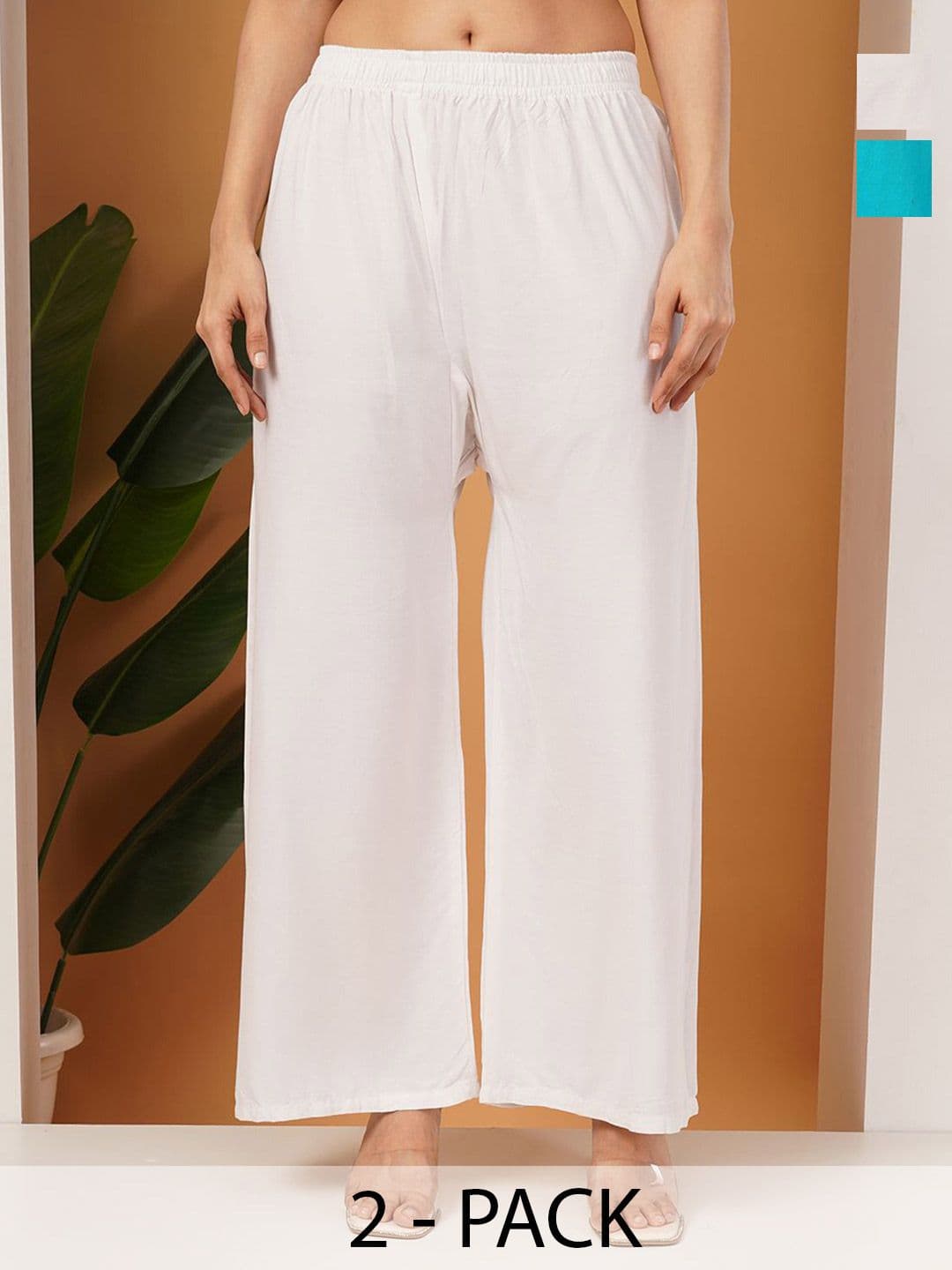 LEGITLOOKS Women Set Of 2 Solid Flared Palazzos - view 1