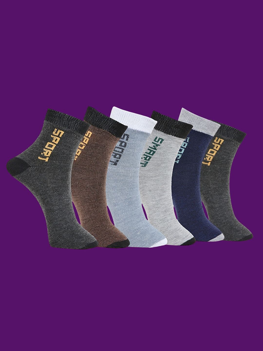 MJE Pack Of 6 Patterned Cotton Ankle Length Socks - view 1