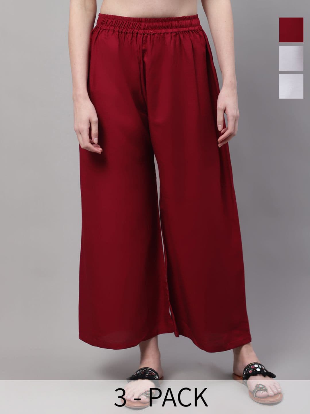 Valles365 by S.C. Women Pack of 3 Flared Palazzos - view 1
