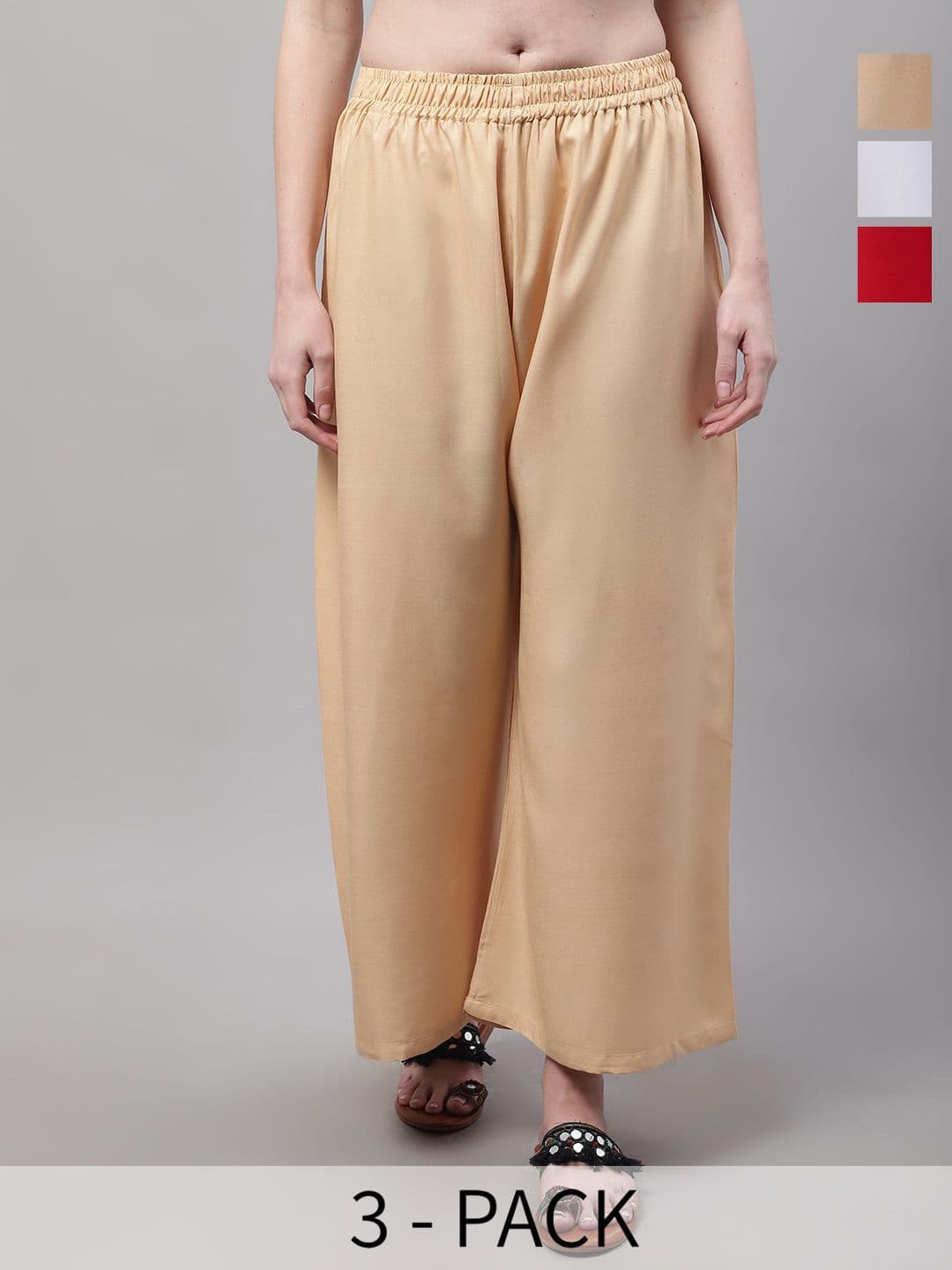 Valles365 by S.C. Women Pack Of 3 Flared Palazzos - view 1