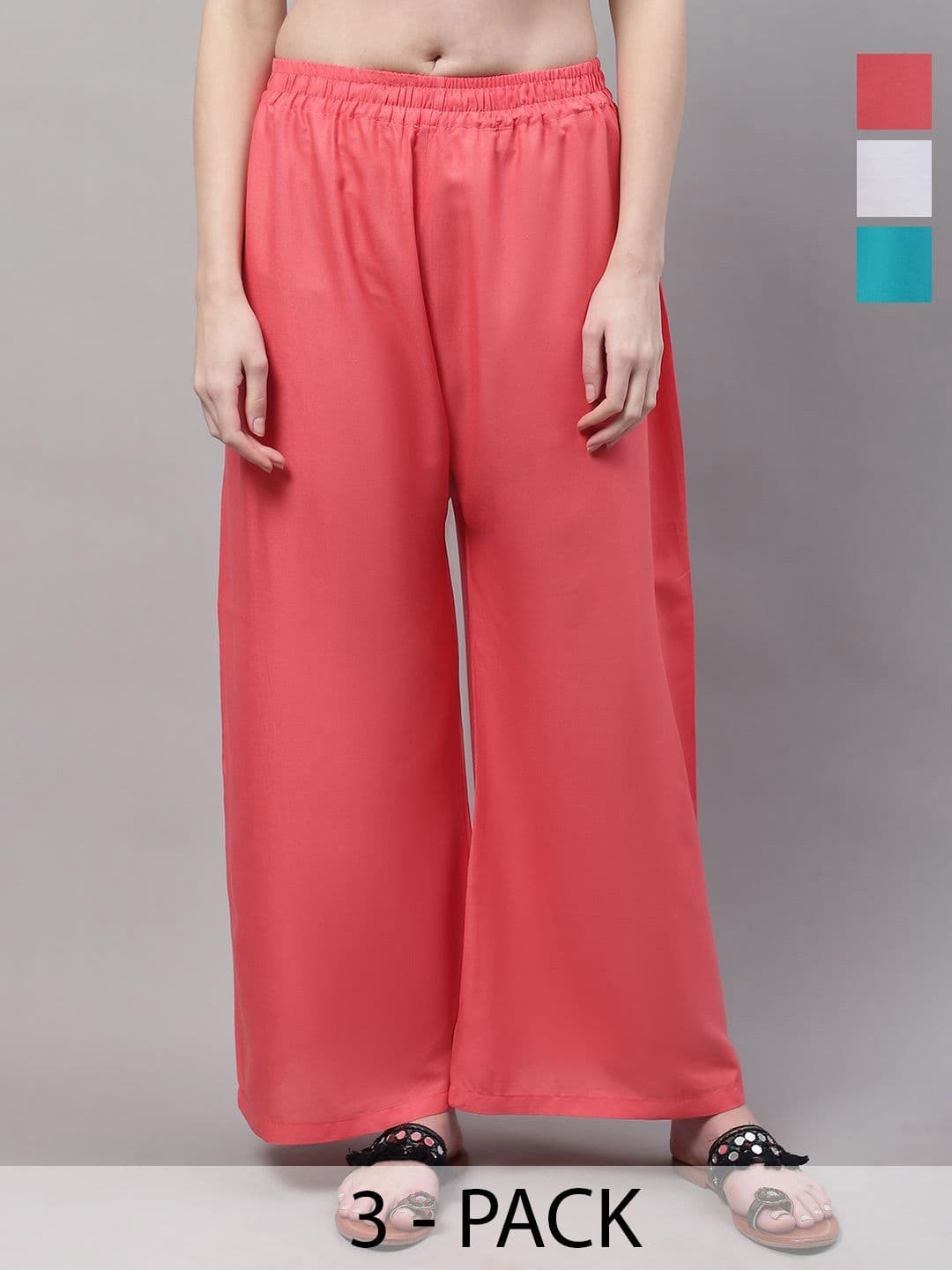 Valles365 by S.C. Women Set Of 3 Ethnic Flared Palazzos - view 1