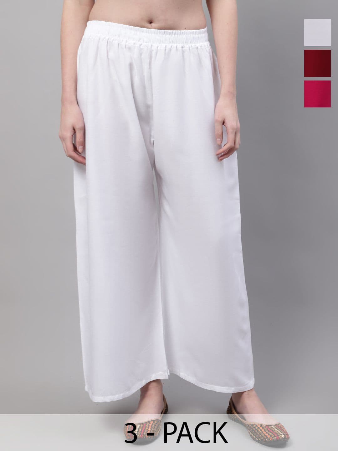 Valles365 by S.C. Women Set Of 3 Solid Flared Palazzos - view 1