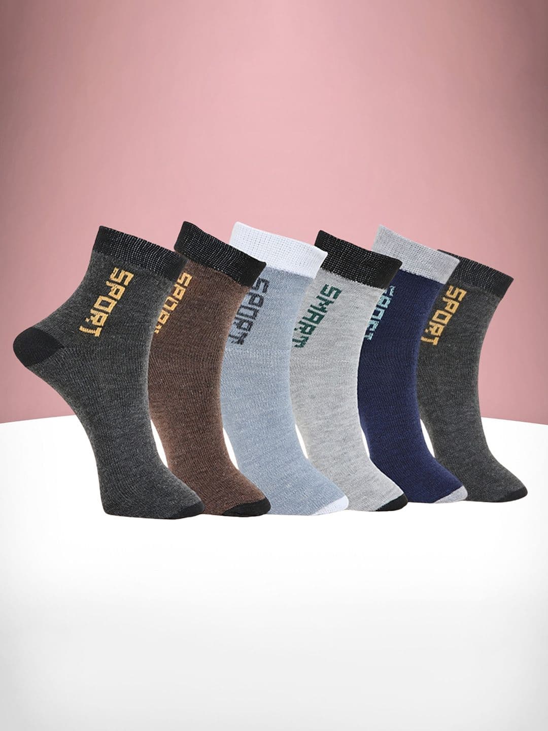 MJE Pack Of 6 Patterned Cotton Ankle Length Socks - view 1
