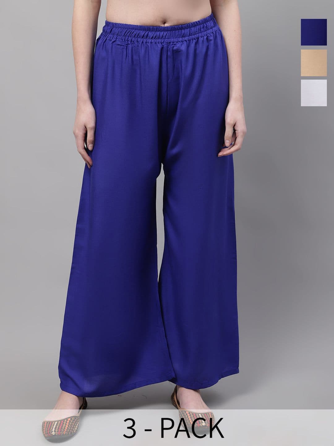 Valles365 by S.C. Women Pack of 3 Flared Palazzos - view 1