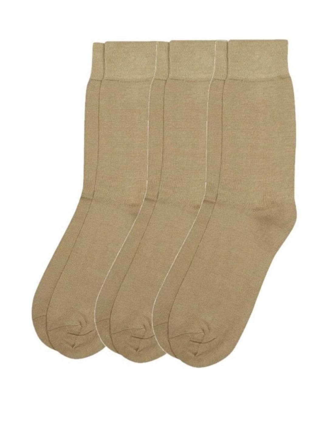 Akeeta Unisex Pack Of 3 Khaki Solid Socks - view 1