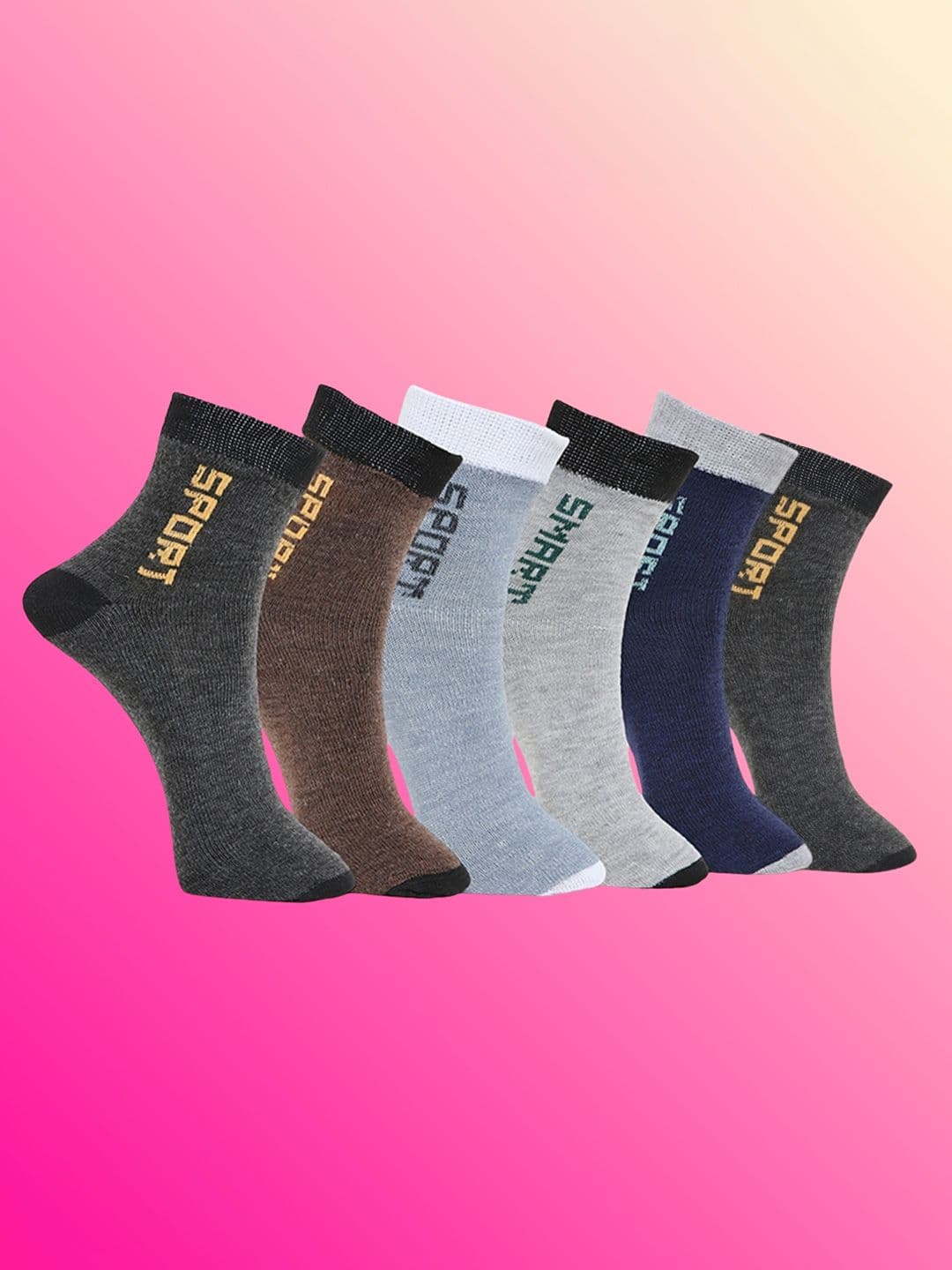 MJE Pack Of 6 Patterned Cotton Ankle Length Socks - view 1