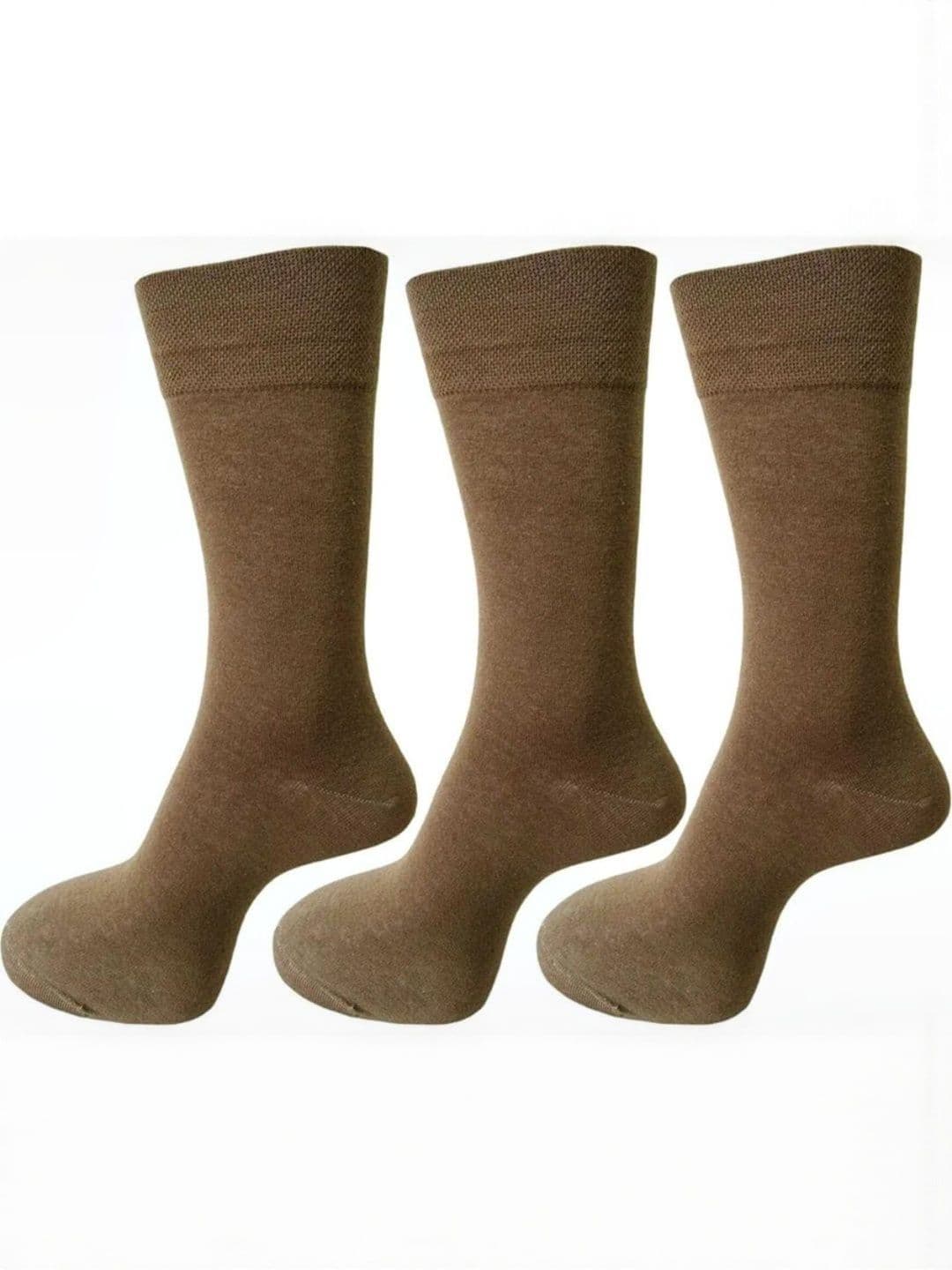 Akeeta Unisex Kids Pack Of 3 Khaki Solid Full Length Cotton Formal Socks - view 1