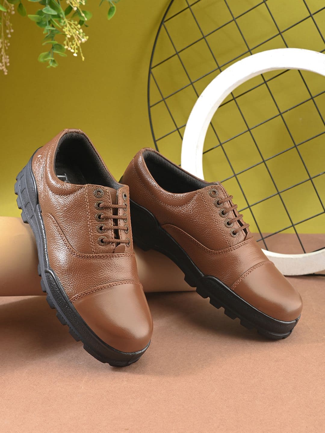 TSF Men Tan Leather Formal Shoes - view 1