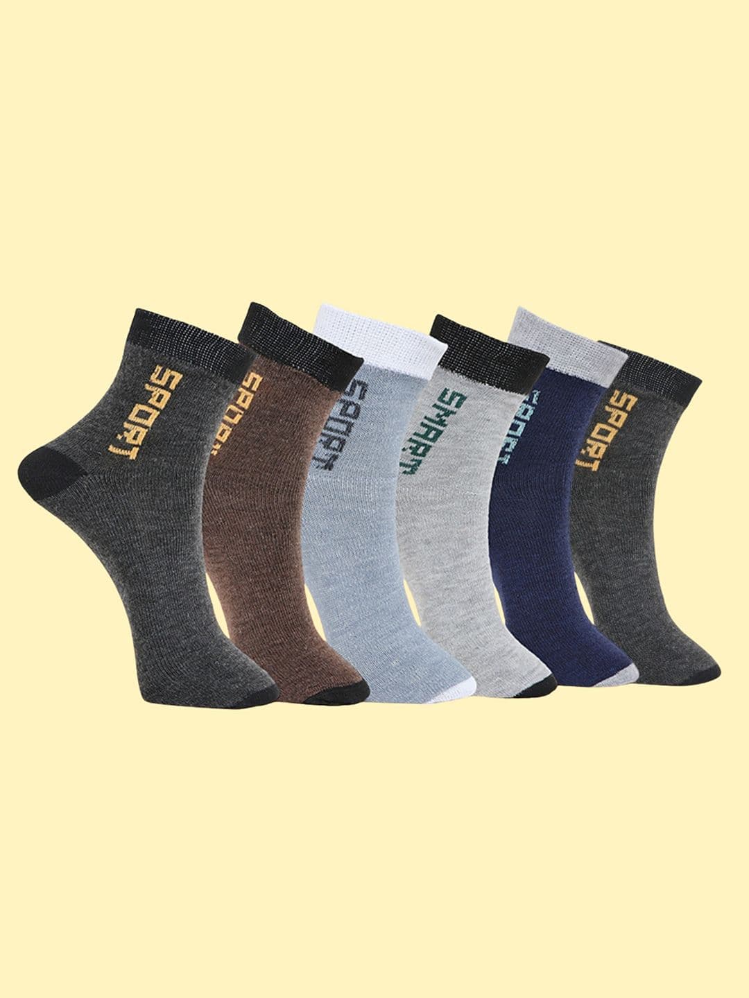 MJE 6-Pcs Patterned Anti-Bacterial Cotton Ankle Length Socks - view 1