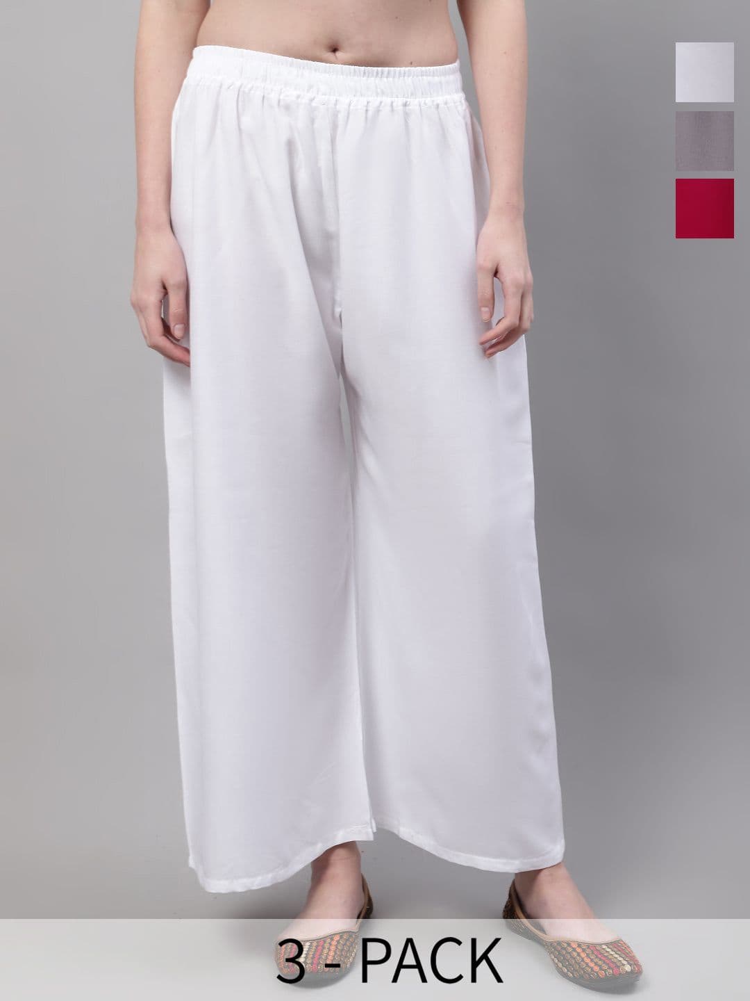 Valles365 by S.C. Women Set Of 3 Solid Flared Palazzos - view 1