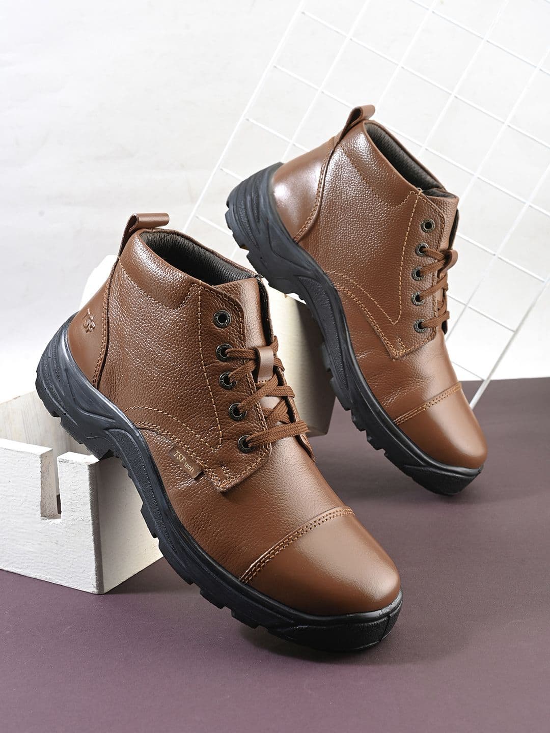 TSF Men Tan Leather Formal Shoes - view 1