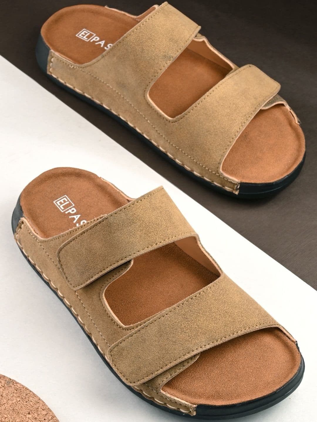 El Paso Men Camel Comfort Sandals - view 1
