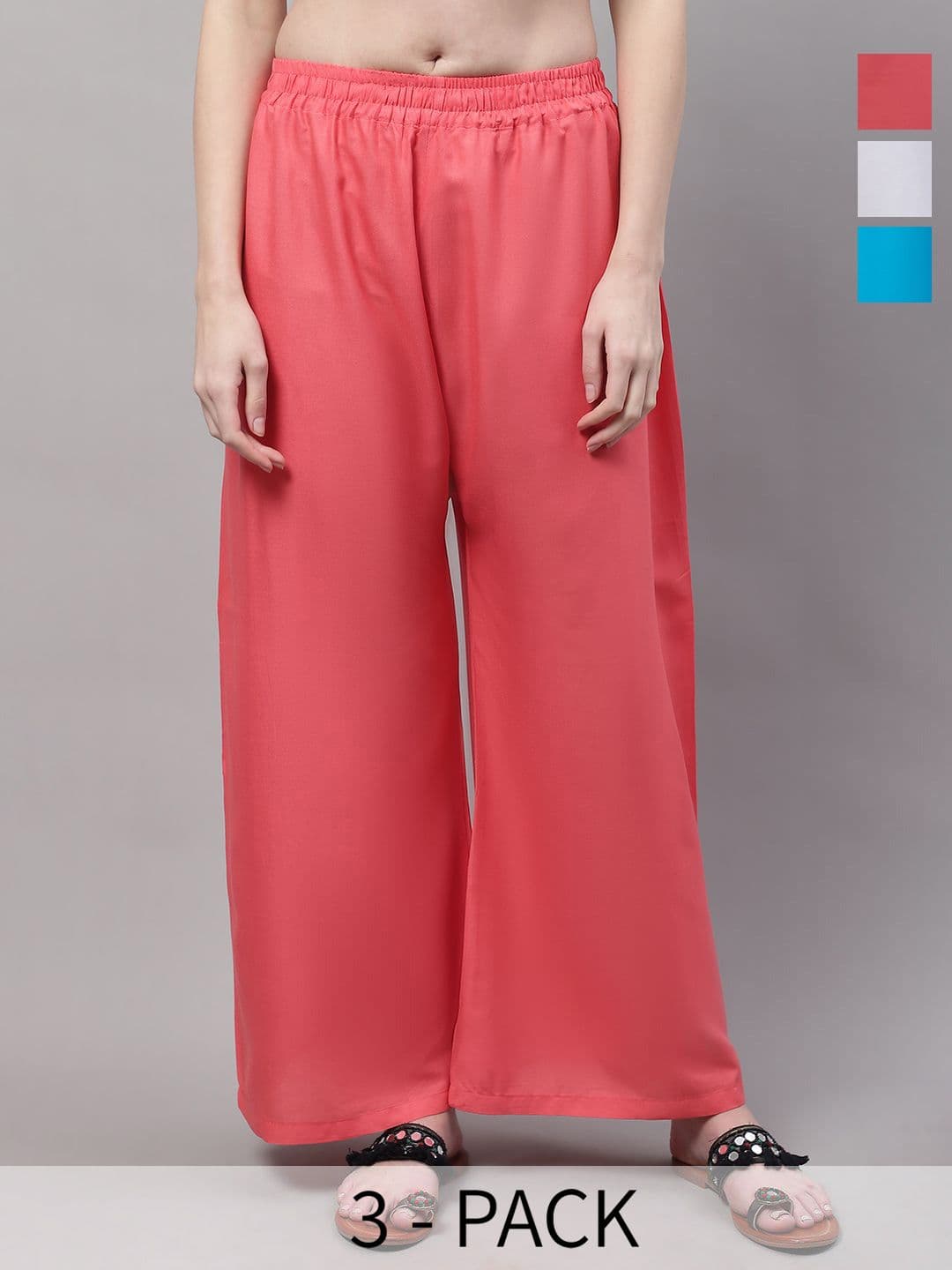 Valles365 by S.C. Women Pack Of 3 Flared Palazzos - view 1
