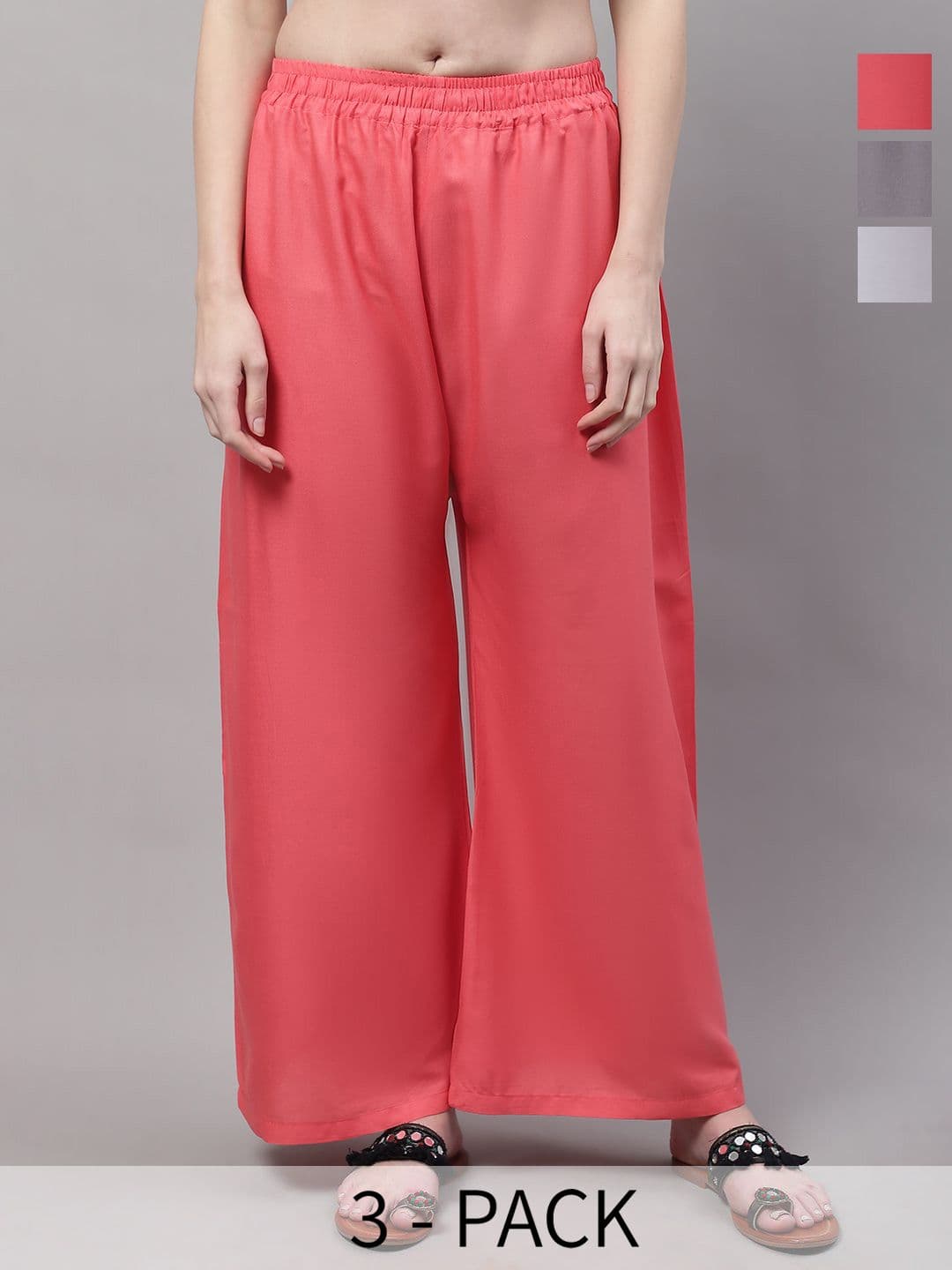 Valles365 by S.C. Women Pack of 3 Flared Palazzos - view 1