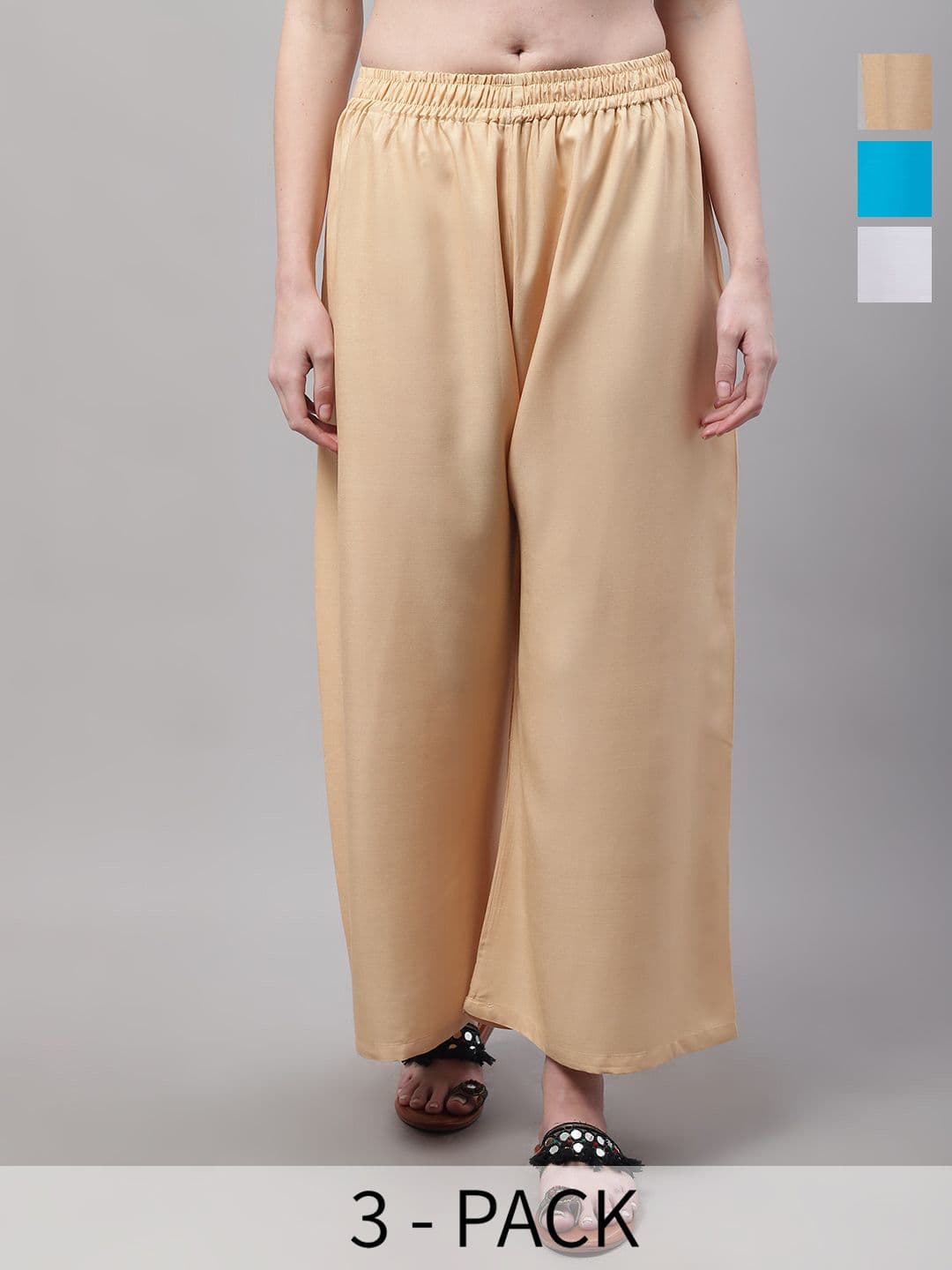 Valles365 by S.C. Women Pack of 3 Flared Palazzos - view 1