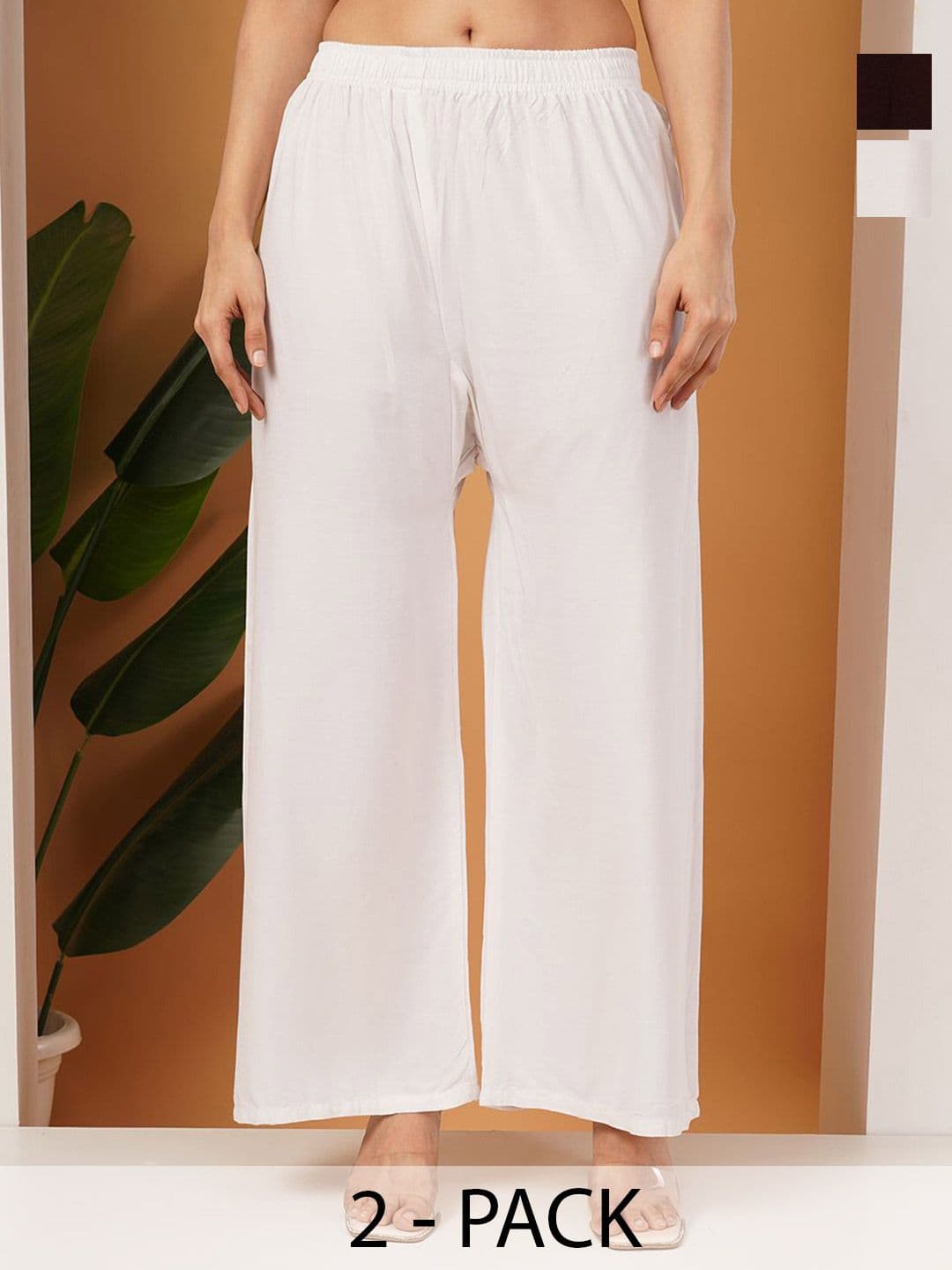 LEGITLOOKS Women Pack of 2 Flared Palazzos - view 1