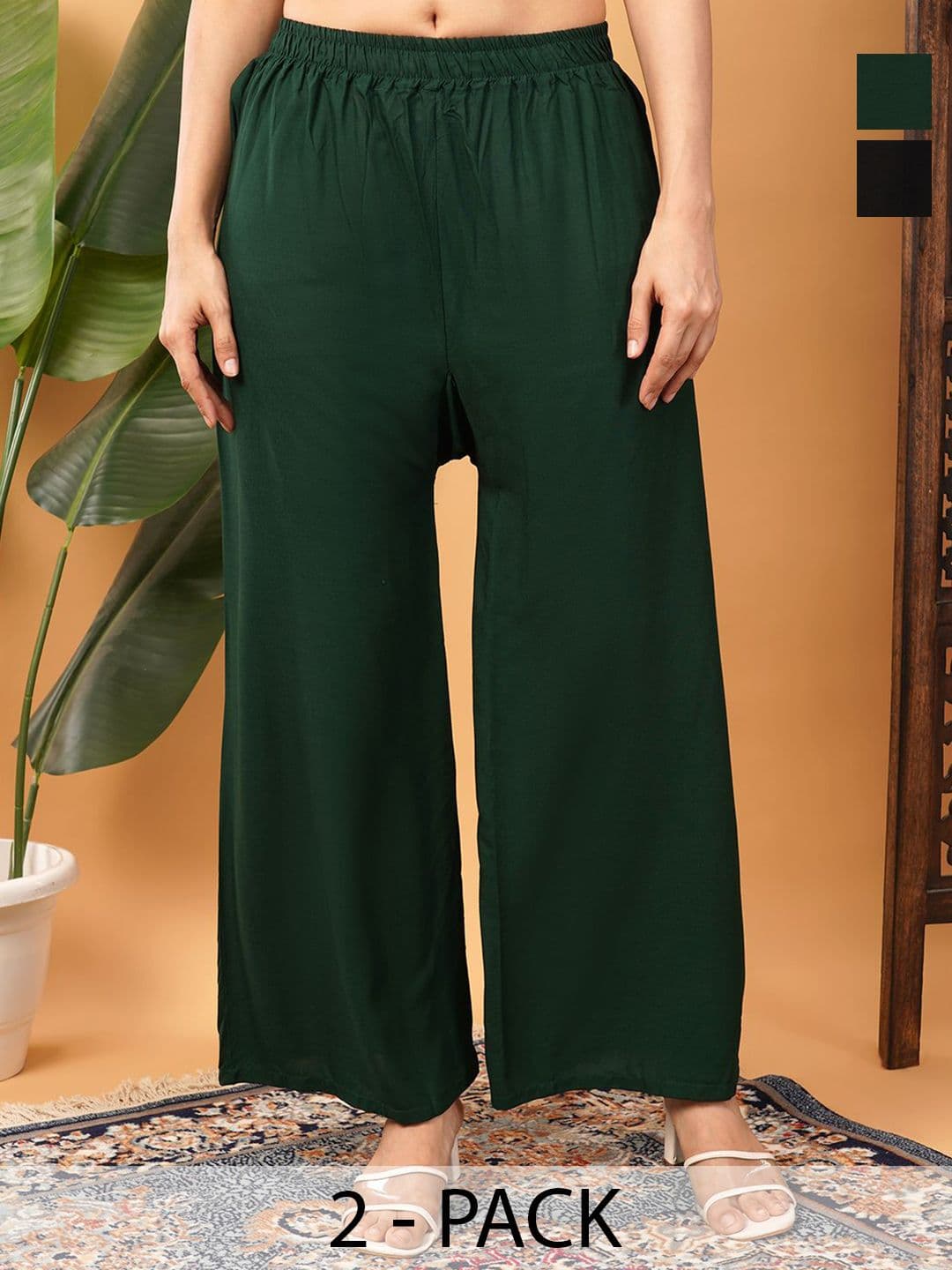 LEGITLOOKS Women Pack of 2 Ethnic Flared Palazzos - view 1