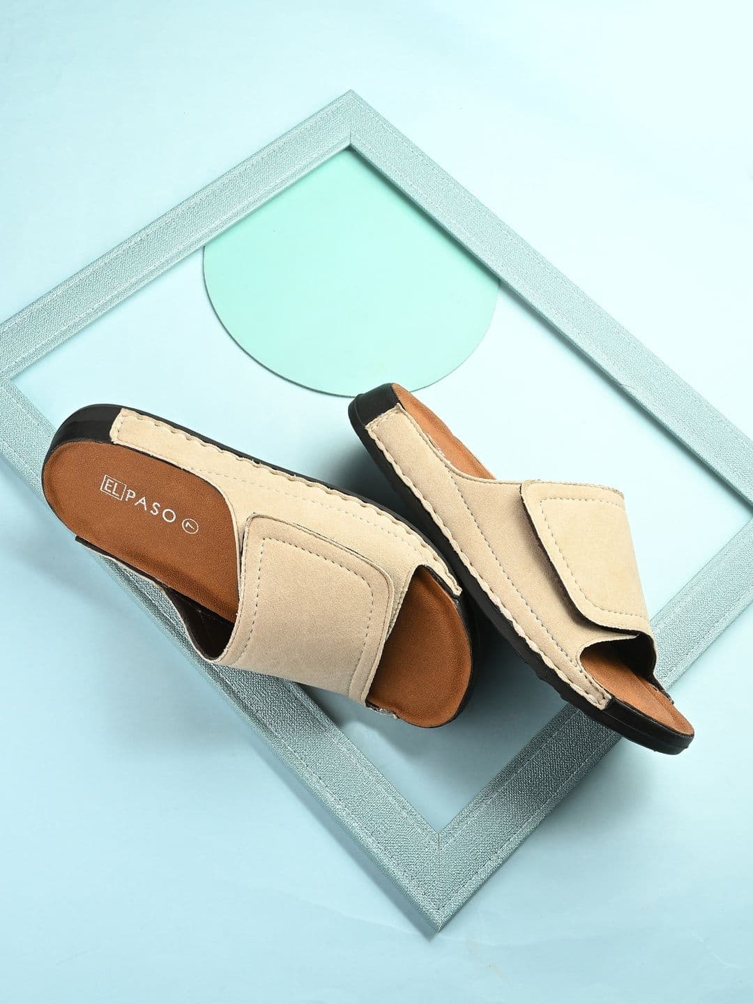 El Paso Men Off-White Velcro Comfort Sandals - view 1