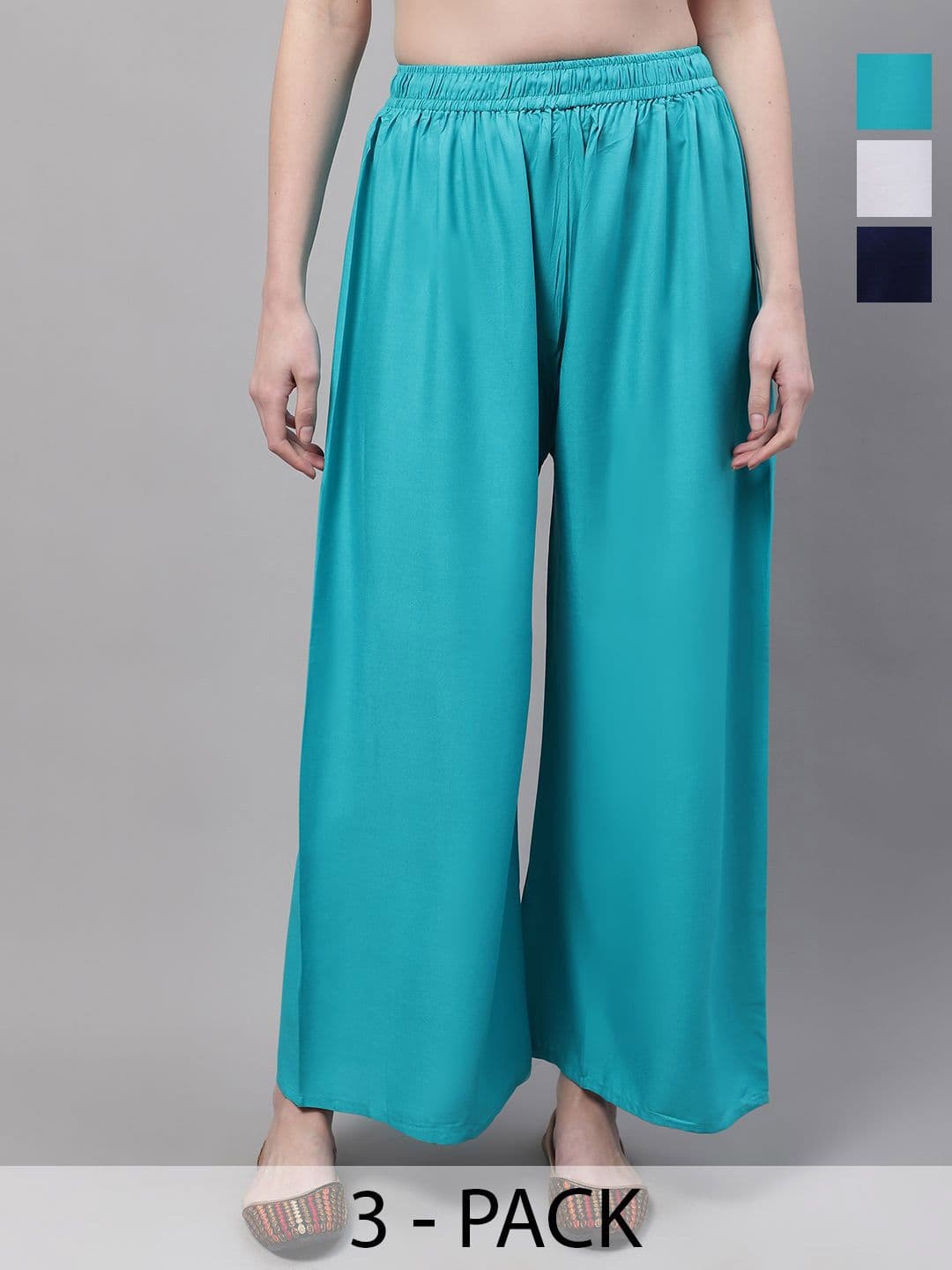 Valles365 by S.C. Women Pack of 3 Flared Palazzos - view 1