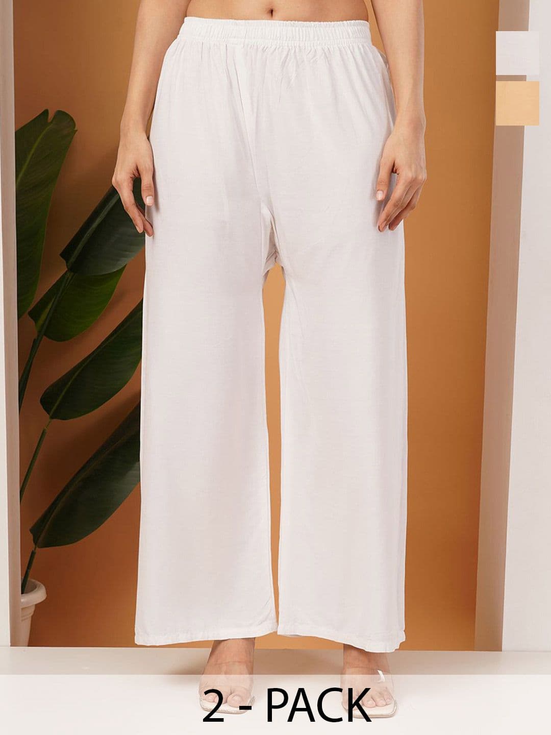 LEGITLOOKS Women Set Of 2 Solid Flared Palazzos - view 1
