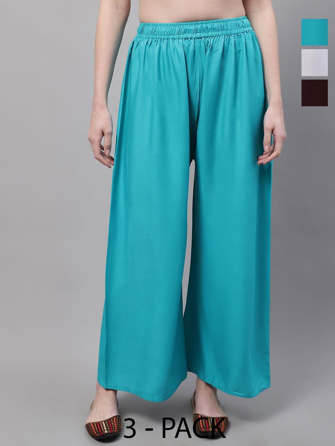 Valles365 by S.C. Women Pack Of 3 Flared Palazzos - view 1