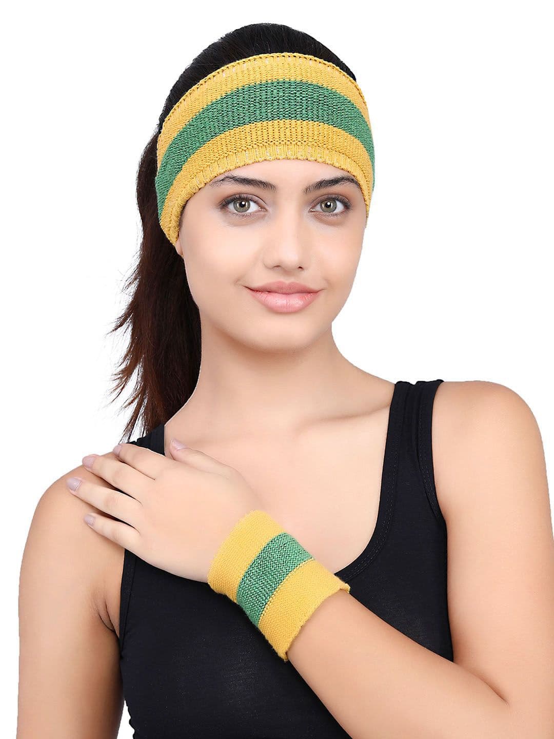 Bharatasya Striped Headband With Wristband - view 1