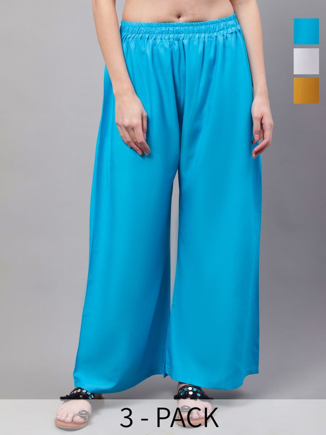 Valles365 by S.C. Women Pack of 3 Flared Palazzos - view 1