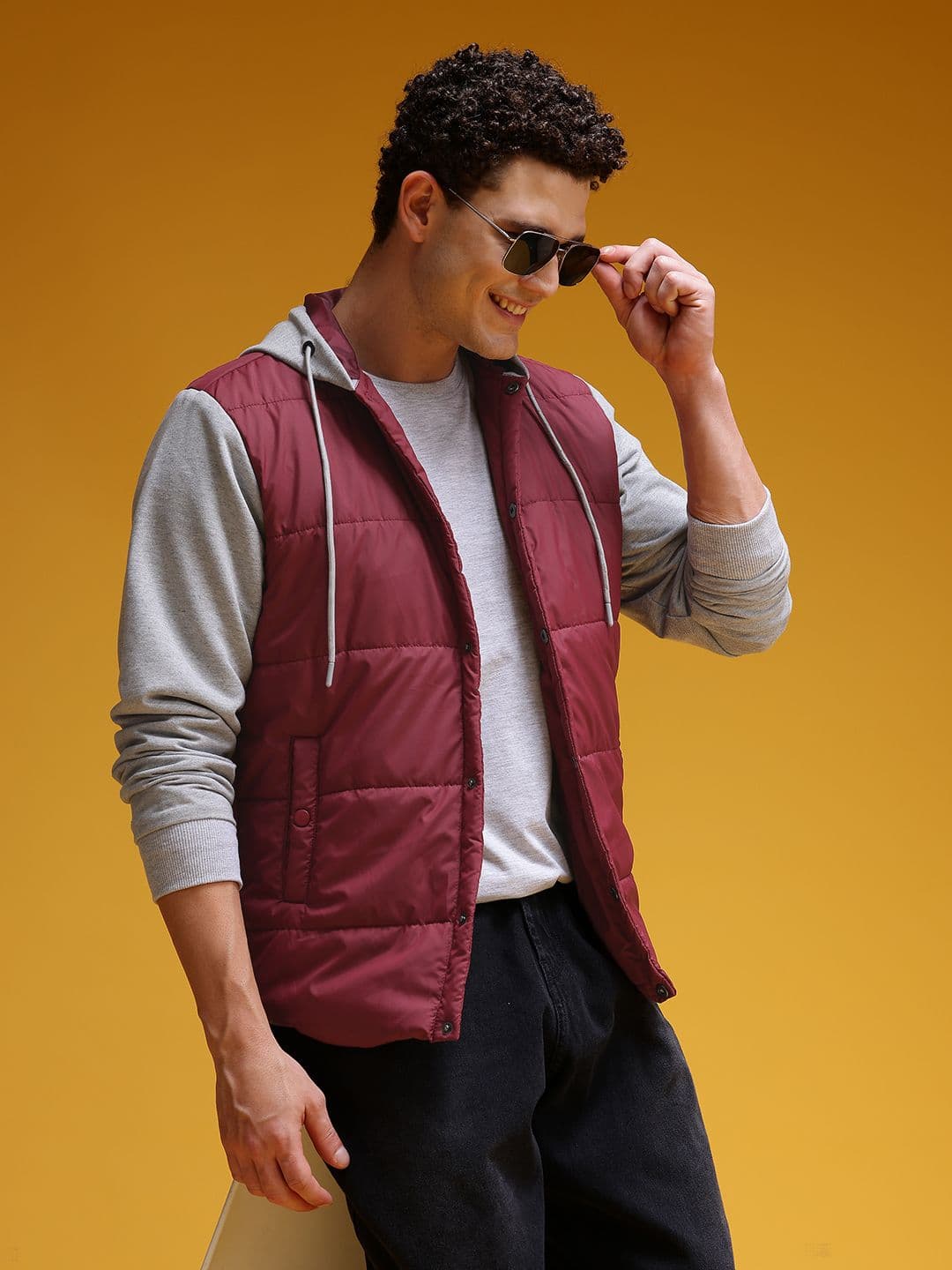 HERE&NOW Colourblocked Hooded Padded Jacket - view 1