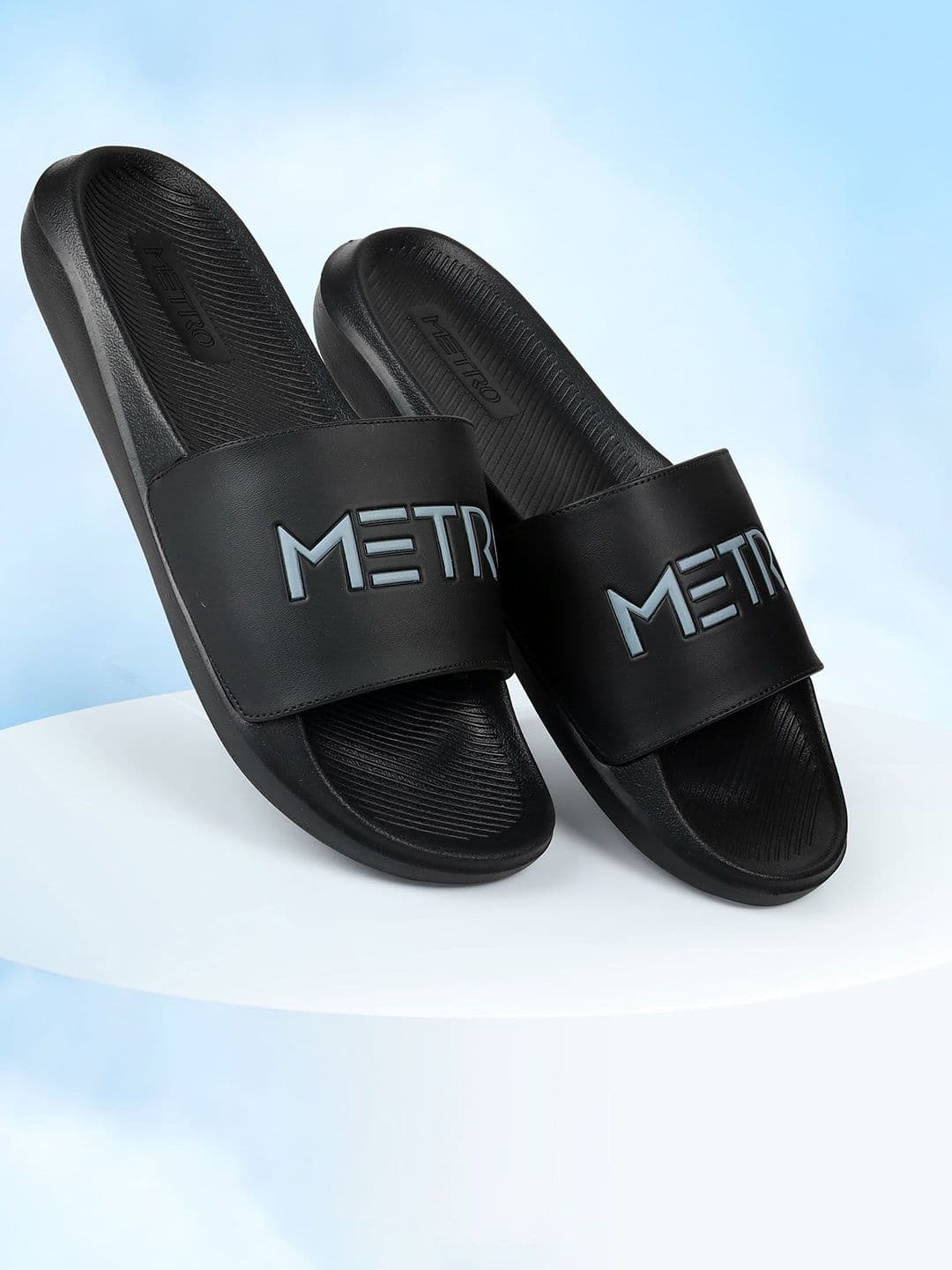 Metro Men Brand Logo Printed Slider Flip Flops - view 1