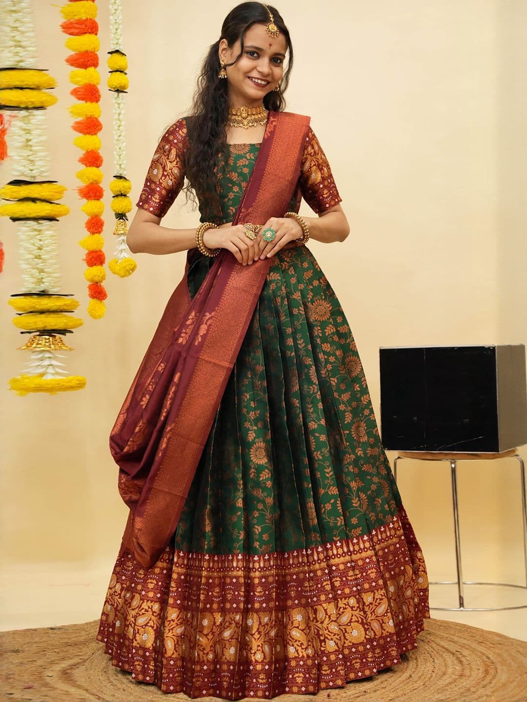 Moda Rapido Women Green Art Silk Lehenga Choli - view 1