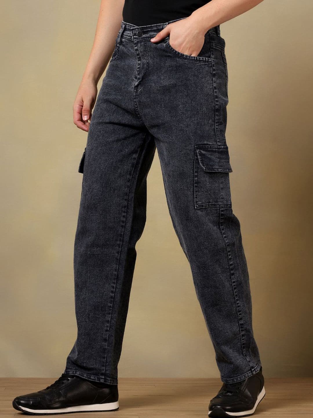 MaverIQ Men Classic Boyfriend Fit Mid-Rise Stretchable Cargo Style Jeans - view 1