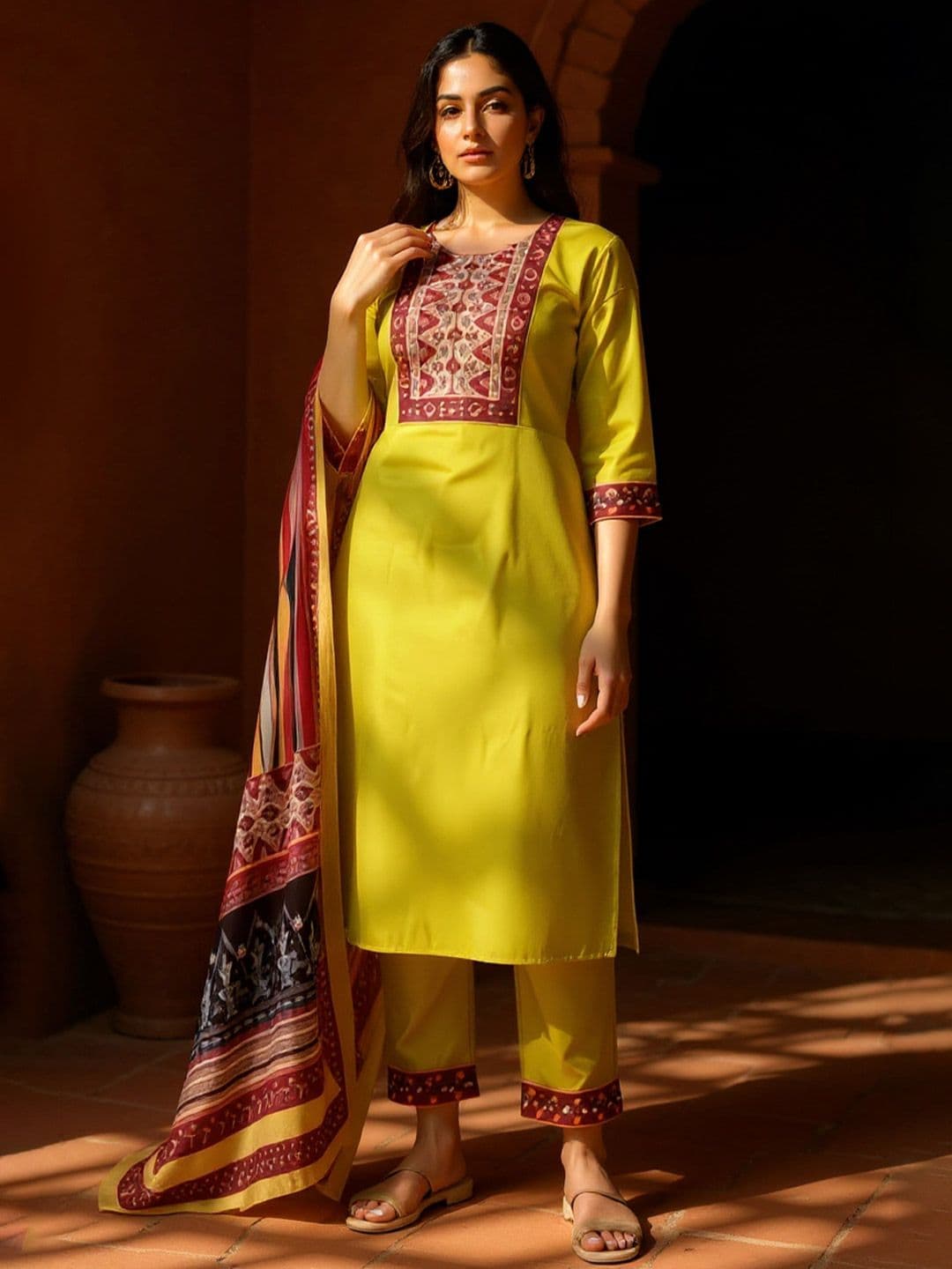 Twika Women Abstract Printed Kurta with Trousers & Dupatta - view 1