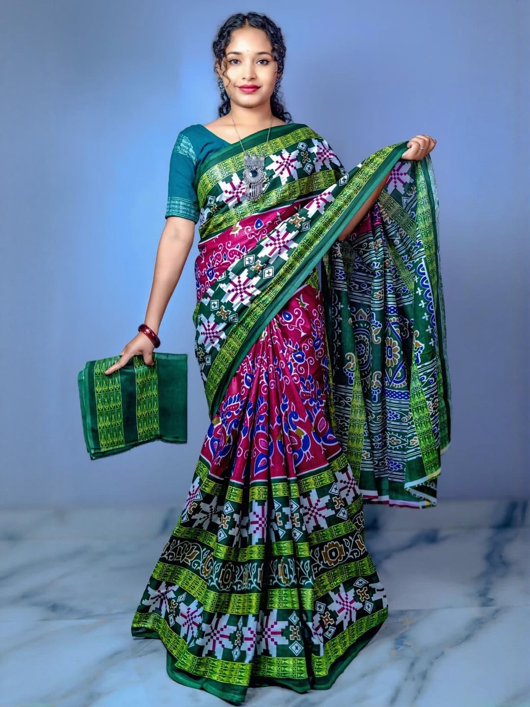 ARTFUL THREADS Ethnic Motifs Pure Cotton Sambalpuri Saree - view 1