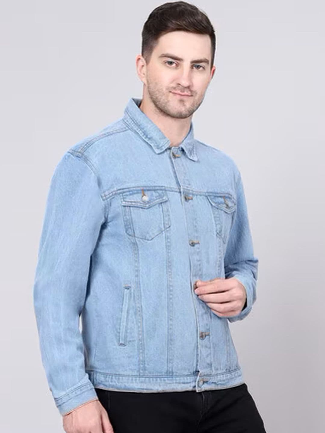 Moda Rapido Spread Collar Denim Jacket - view 1