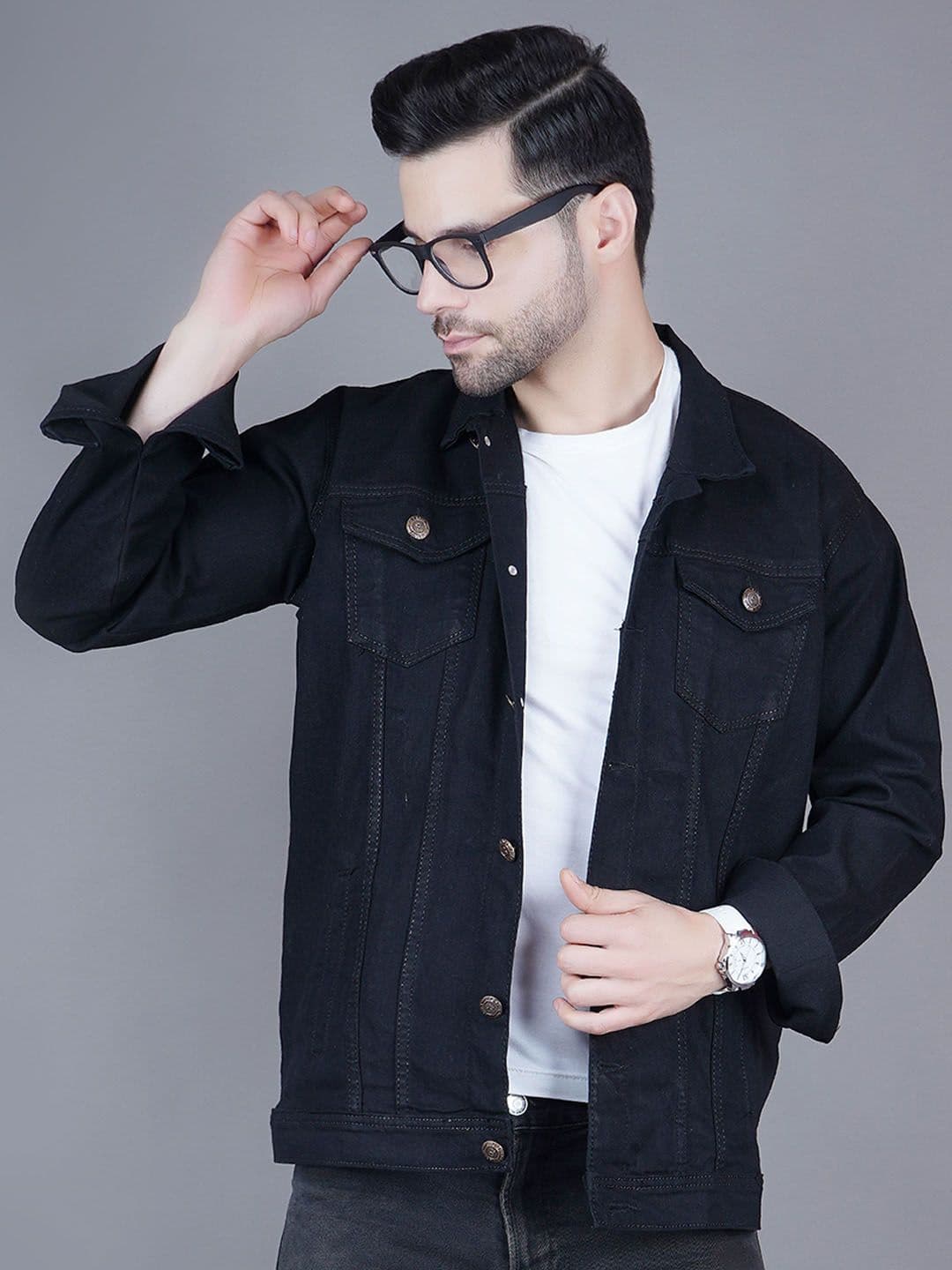Moda Rapido Men Spread Collar Solid Denim Jacket - view 1