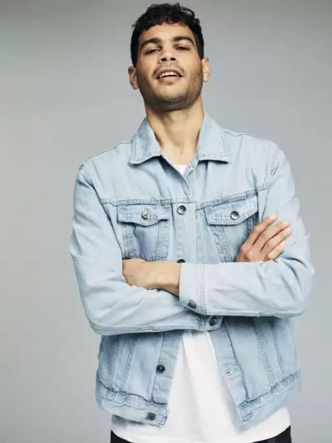Moda Rapido Spread Collar Denim Jacket - view 1