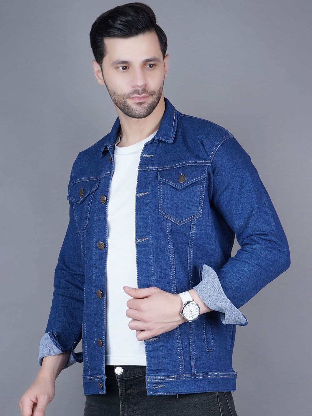 Moda Rapido Spread Collar Denim Jacket - view 1
