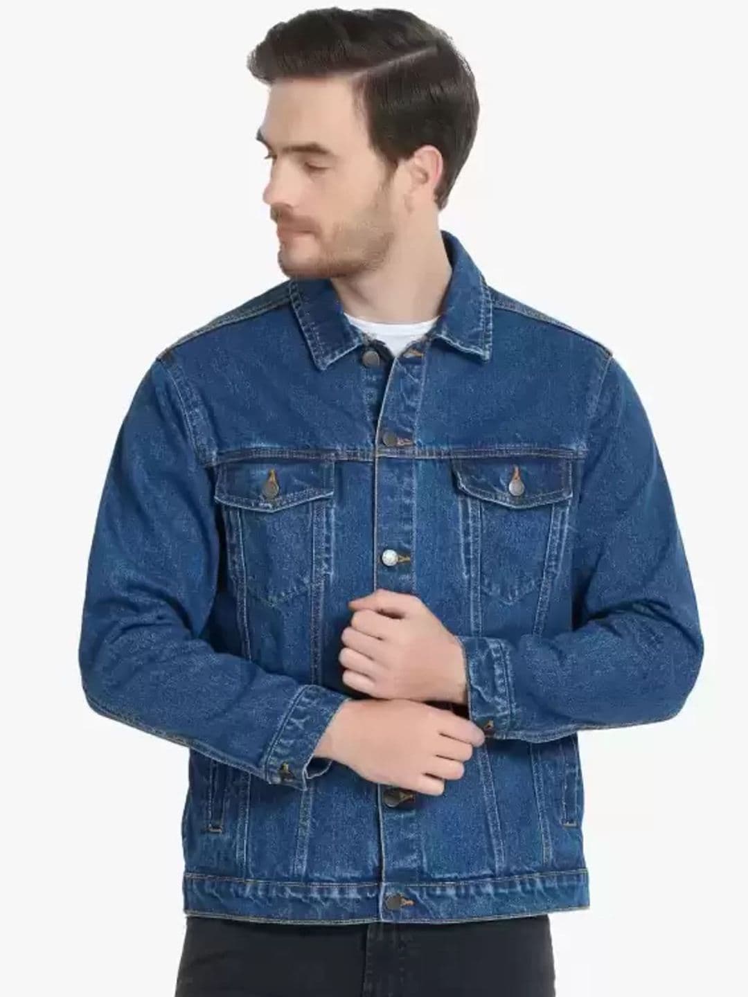 Moda Rapido Spread Collar Denim Jacket - view 1