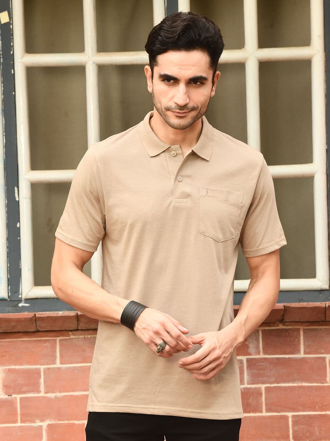 KOR Men Slim Fit Polo Collar Half Sleeves T-shirt - view 1