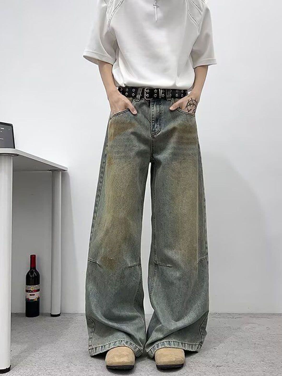 StyleCast x Revolte Men Wide Leg Mid-Rise Jeans