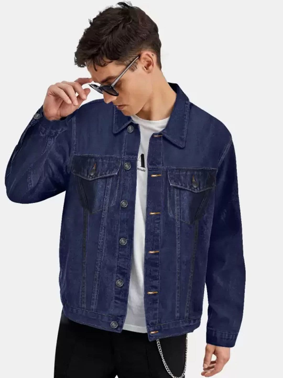 Moda Rapido Spread Collar Denim Jacket - view 1