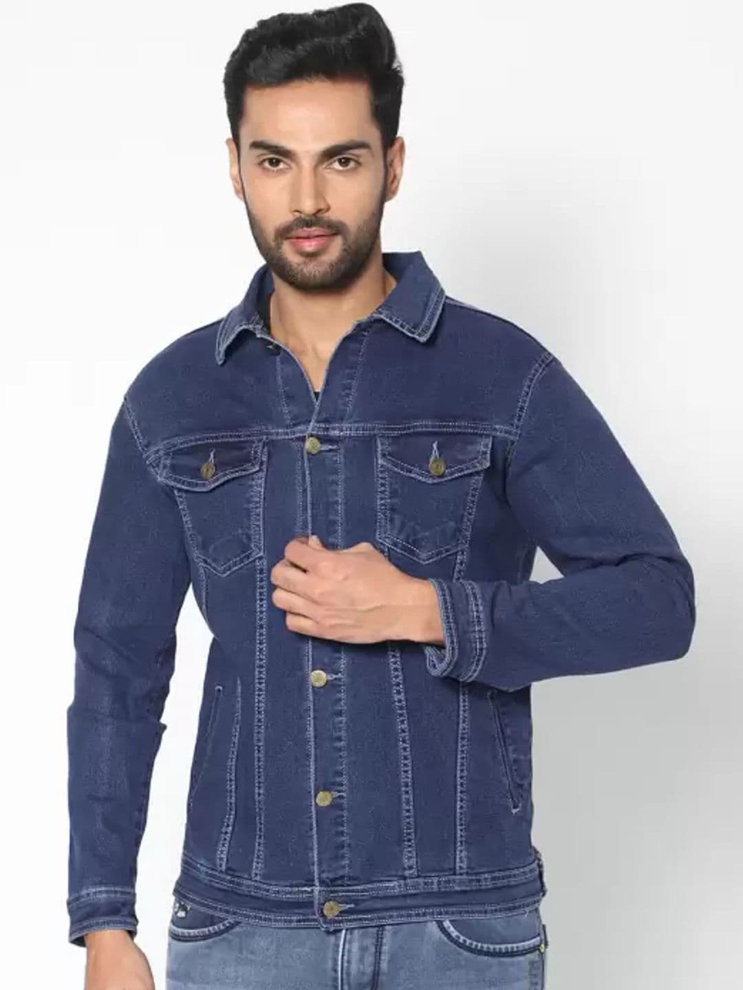 Moda Rapido Spread Collar Denim Jacket - view 1