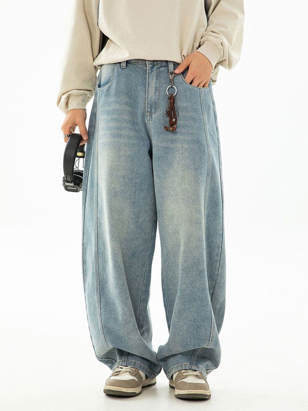StyleCast x Revolte Men Wide Leg Mid-Rise Light Fade Jeans - view 1